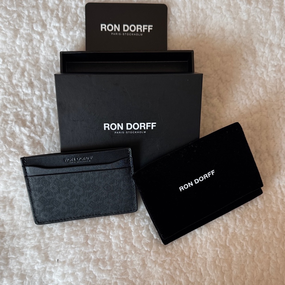 Ron‎ Dorff Black Card Holder Slim Wallet Leather Canvas Unisex